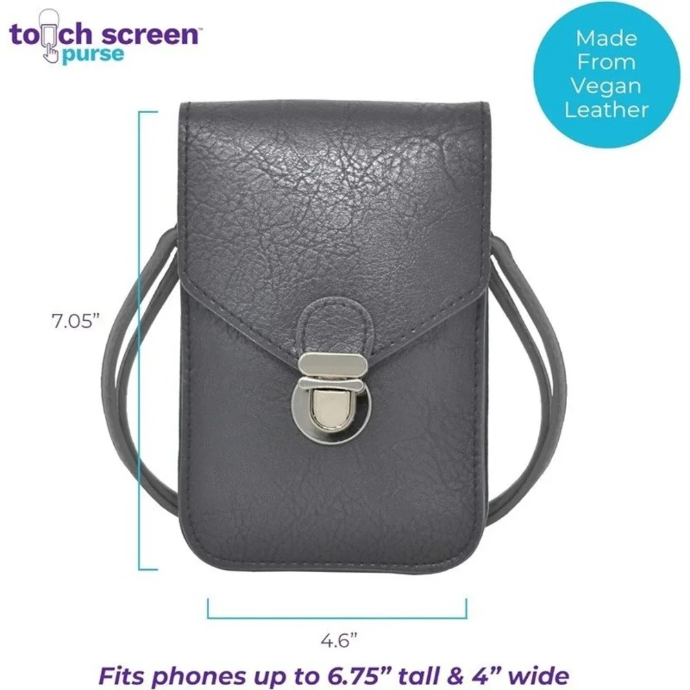 NWT Save the Girls by Lori Greiner Touch Screen Phone Purse Gray 115606